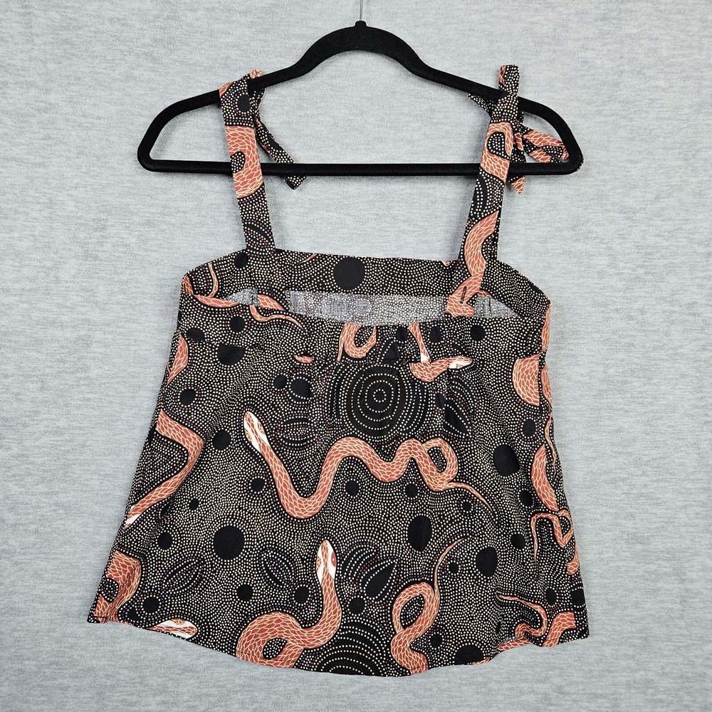 Corey Lynn Calter Black Red Snake Print Bow tie Top Sz XS